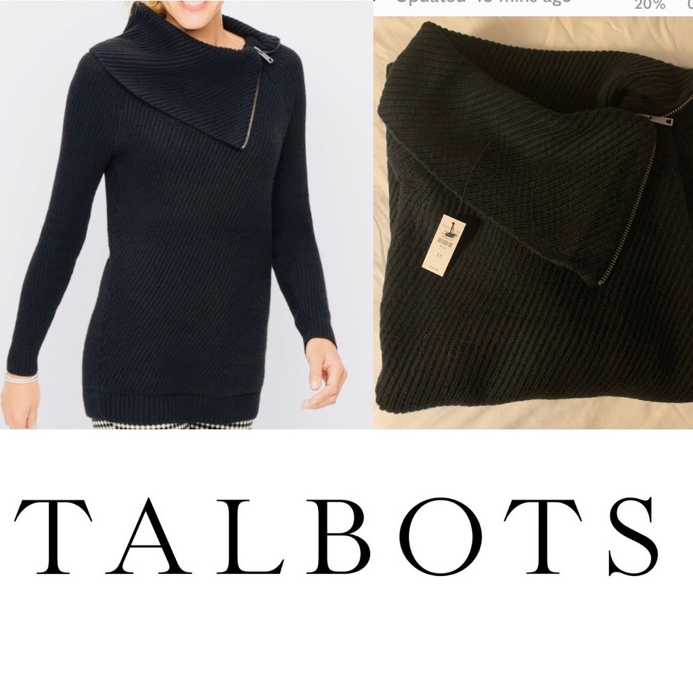 👑NWT Talbots SPLIT NECK COTTON BLEND SWEATER👑